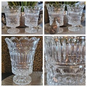 PAIR Victorian Glass Vase / Urns